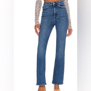 Lovers + Friends High-Rise slight Flare Jeans in Blue Denim